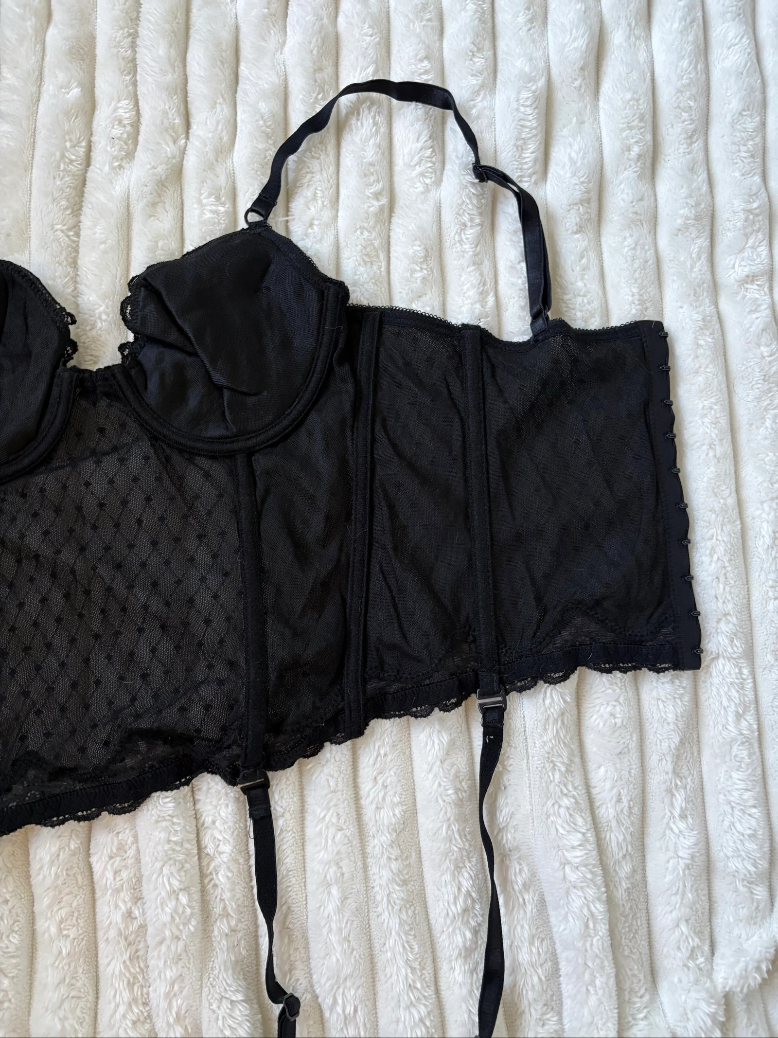 Vintage dames bustier korset met jarretelles met plissé patroon – photo 10